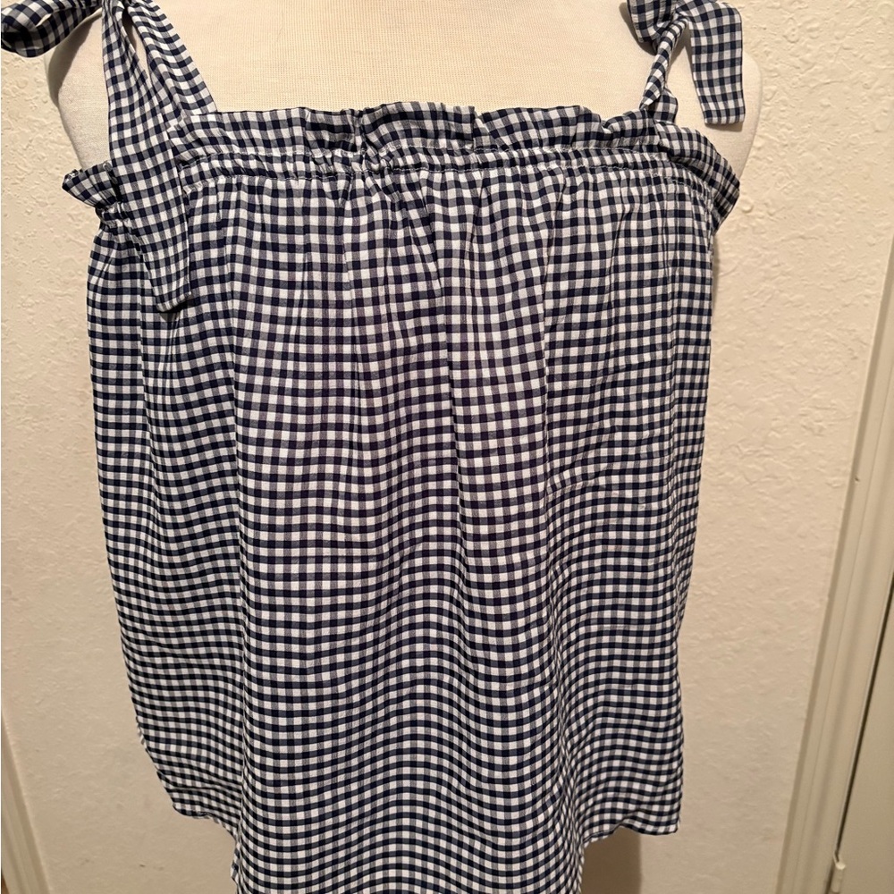 Navy Checkered Women's Blouse